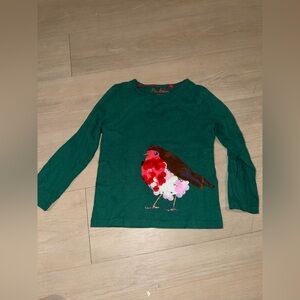 Mini Boden Linden Green Sparkly Sequin Long Sleeve Robin Shirt 5-6Y
